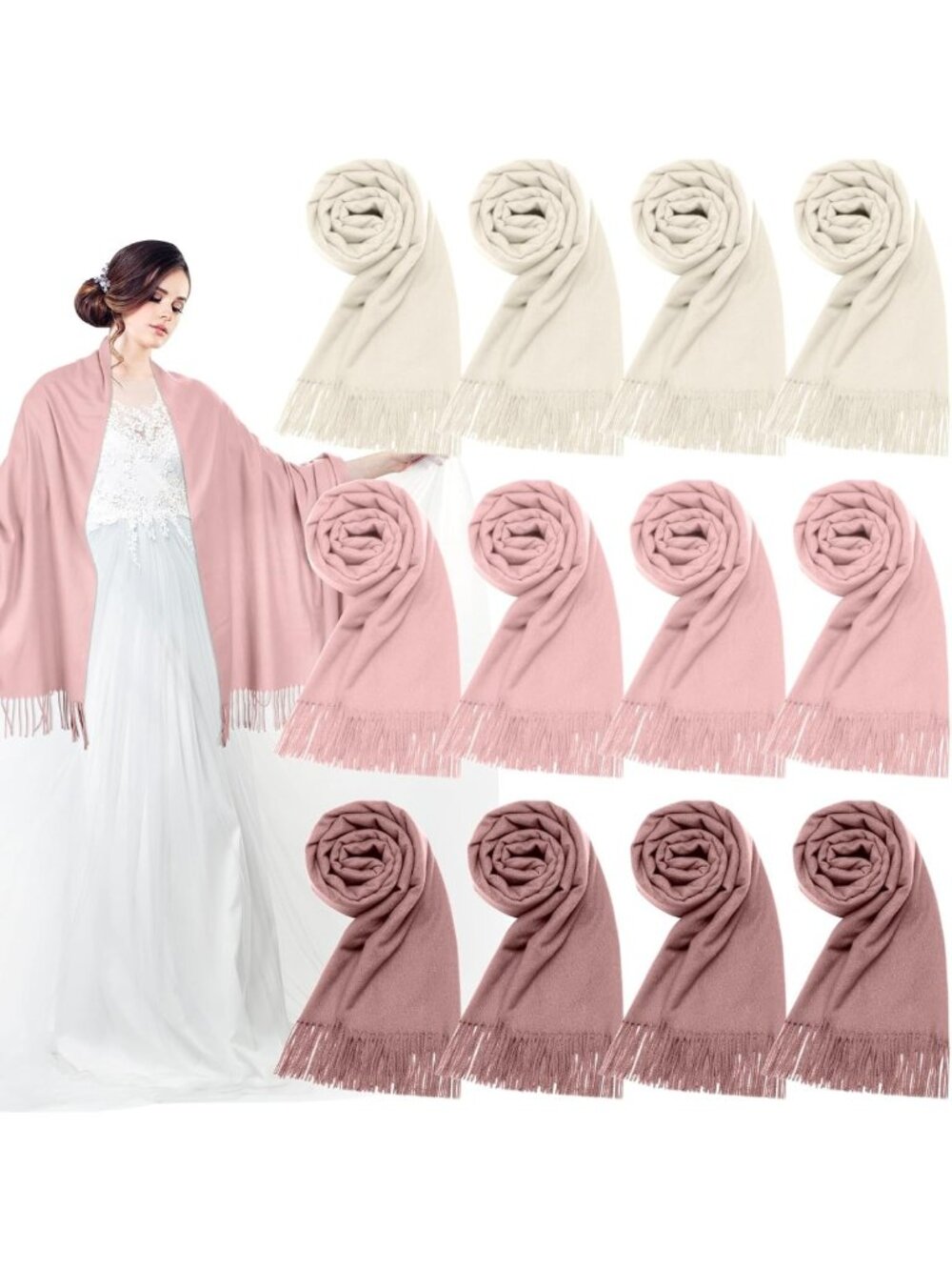 12 Pack Wedding Shawls & Wraps - Elegant Scarves for Guests, Bridal Gifts